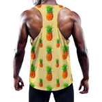 Beige Watercolor Pineapple Pattern Print Training Tank Top