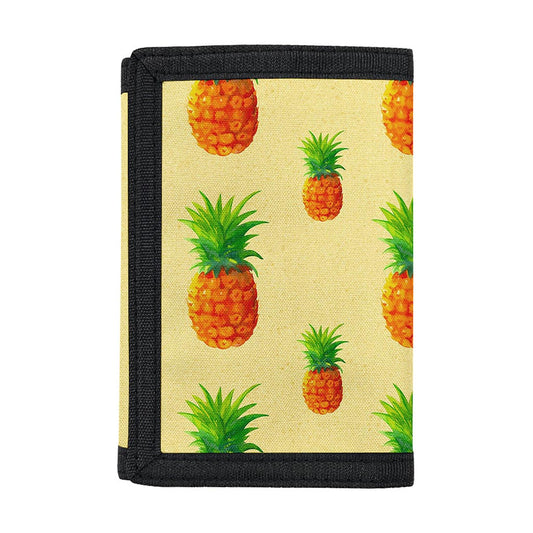 Beige Watercolor Pineapple Pattern Print Trifold Wallet