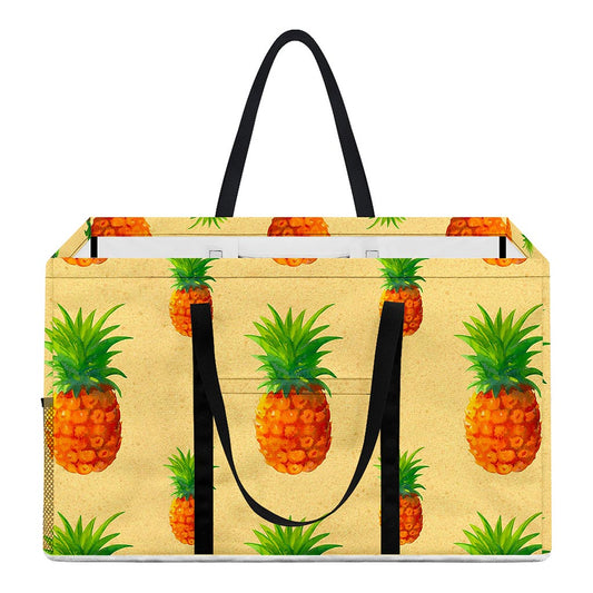 Beige Watercolor Pineapple Pattern Print Utility Tote Bag