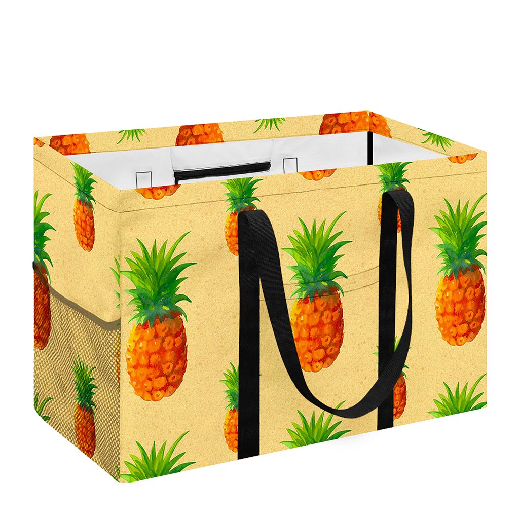 Beige Watercolor Pineapple Pattern Print Utility Tote Bag