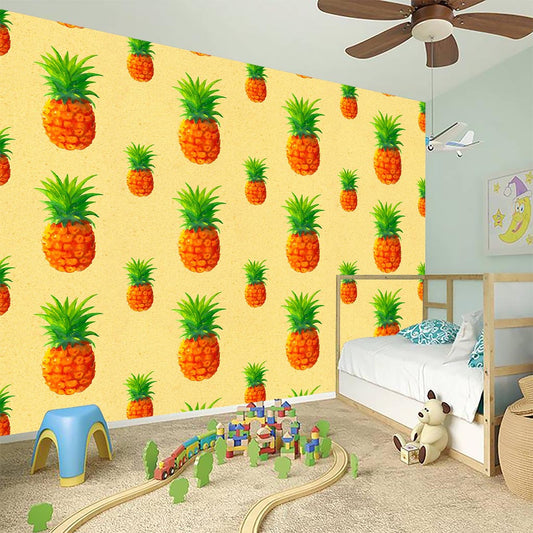 Beige Watercolor Pineapple Pattern Print Wall Sticker