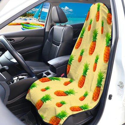 Beige Watercolor Pineapple Pattern Print Waterproof Car Seat Cover