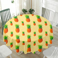 Beige Watercolor Pineapple Pattern Print Waterproof Round Tablecloth