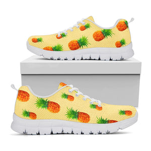 Beige Watercolor Pineapple Pattern Print White Running Shoes