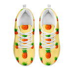 Beige Watercolor Pineapple Pattern Print White Running Shoes