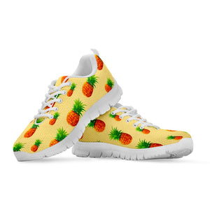 Beige Watercolor Pineapple Pattern Print White Running Shoes