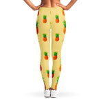 Beige Watercolor Pineapple Pattern Print Women's Leggings