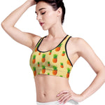 Beige Watercolor Pineapple Pattern Print Women's Sports Bra