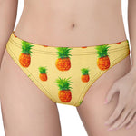 Beige Watercolor Pineapple Pattern Print Women's Thong