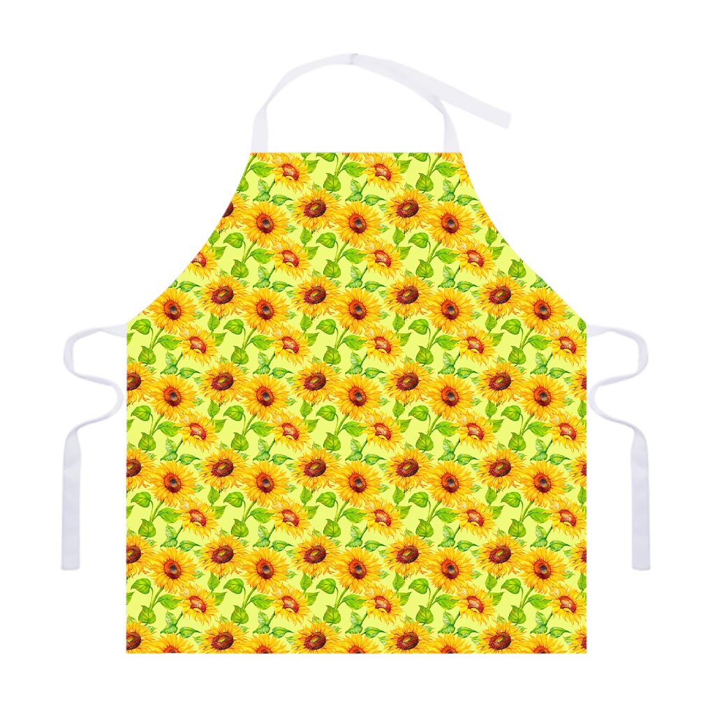 Beige Watercolor Sunflower Pattern Print Adjustable Apron