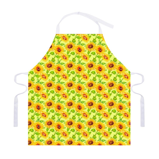 Beige Watercolor Sunflower Pattern Print Adjustable Apron