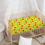 Beige Watercolor Sunflower Pattern Print Baby Crib Sheet
