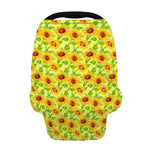 Beige Watercolor Sunflower Pattern Print Baby Seat Cover