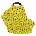 Beige Watercolor Sunflower Pattern Print Baby Seat Cover