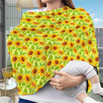 Beige Watercolor Sunflower Pattern Print Baby Seat Cover