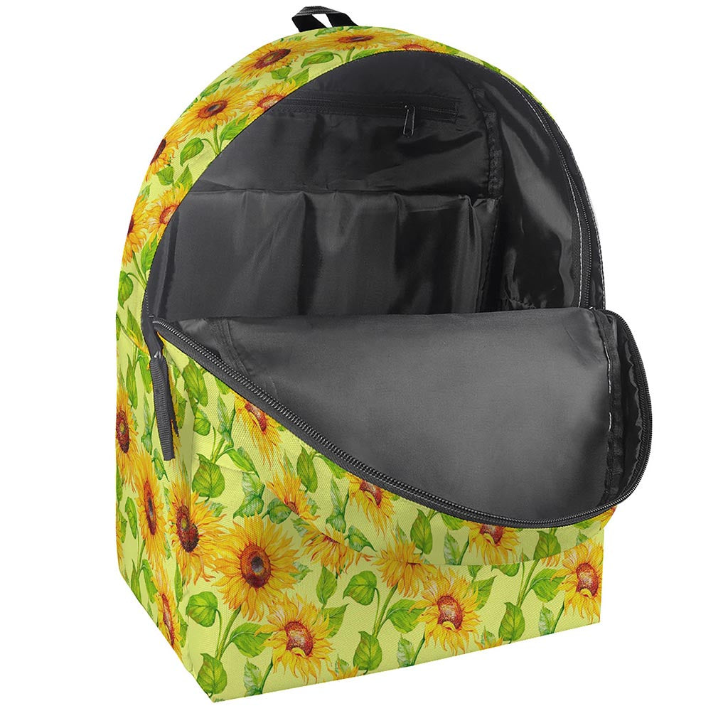 Beige Watercolor Sunflower Pattern Print Backpack