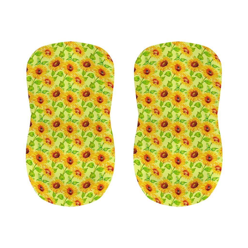 Beige Watercolor Sunflower Pattern Print Bar Stool Covers