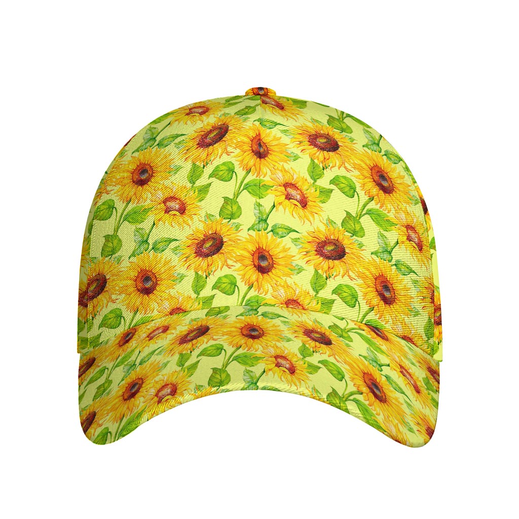 Beige Watercolor Sunflower Pattern Print Baseball Cap