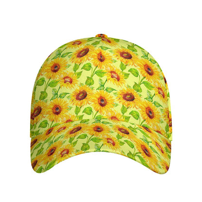 Beige Watercolor Sunflower Pattern Print Baseball Cap