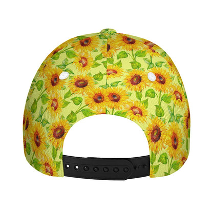 Beige Watercolor Sunflower Pattern Print Baseball Cap