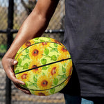 Beige Watercolor Sunflower Pattern Print Basketball