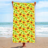 Beige Watercolor Sunflower Pattern Print Beach Towel