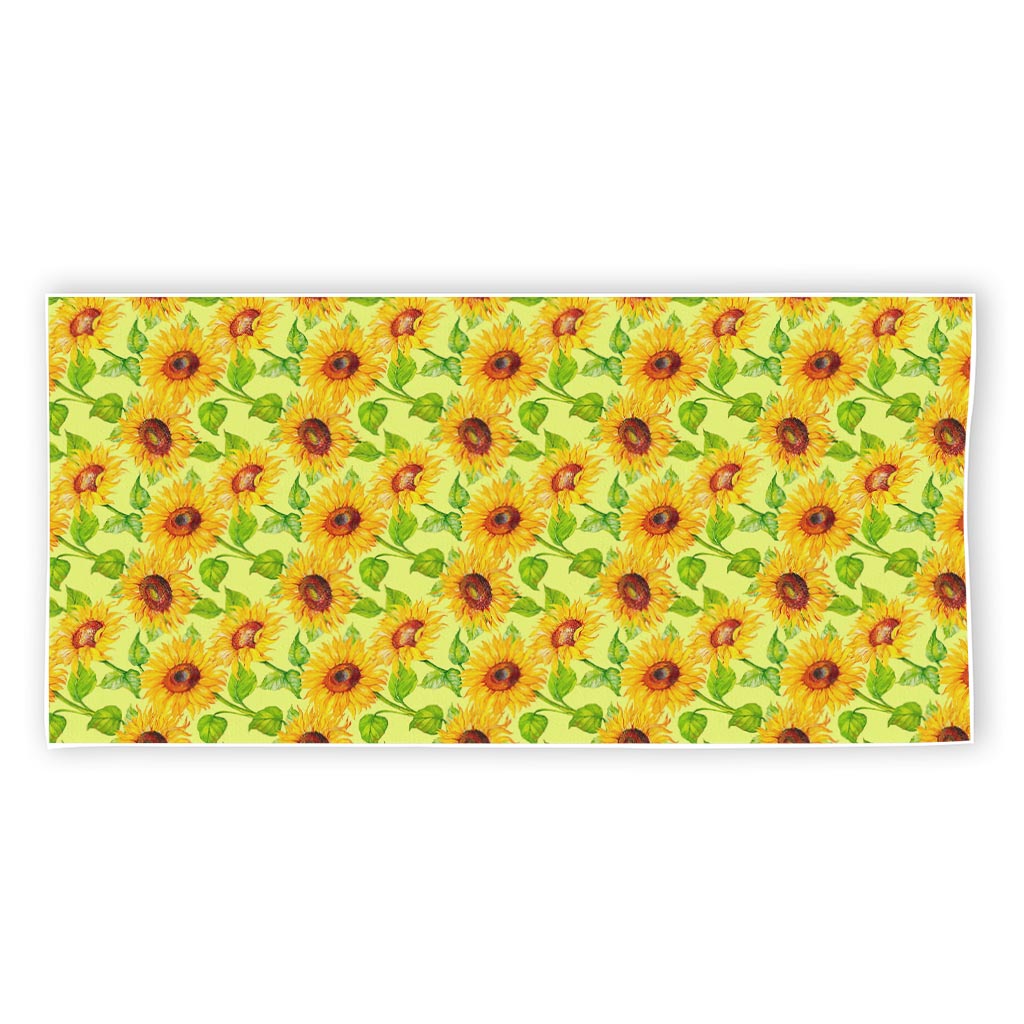 Beige Watercolor Sunflower Pattern Print Beach Towel