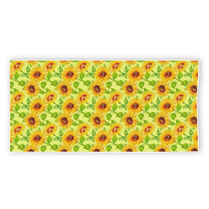 Beige Watercolor Sunflower Pattern Print Beach Towel