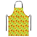 Beige Watercolor Sunflower Pattern Print Bib Apron With Pocket