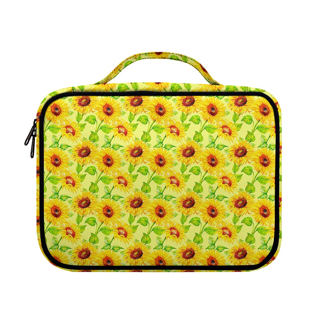 Beige Watercolor Sunflower Pattern Print Briefcase Bible Bag