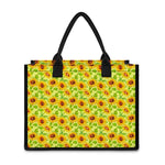 Beige Watercolor Sunflower Pattern Print Canvas Tote Bag
