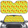 Beige Watercolor Sunflower Pattern Print Car Windshield Sun Shade