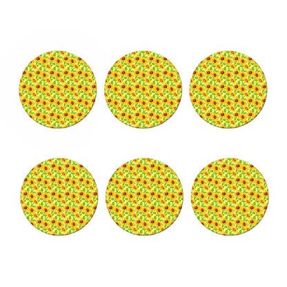 Beige Watercolor Sunflower Pattern Print Coaster Set
