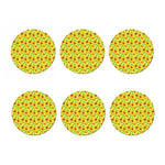 Beige Watercolor Sunflower Pattern Print Coaster Set