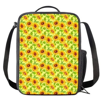 Beige Watercolor Sunflower Pattern Print Crossbody Lunch Bag