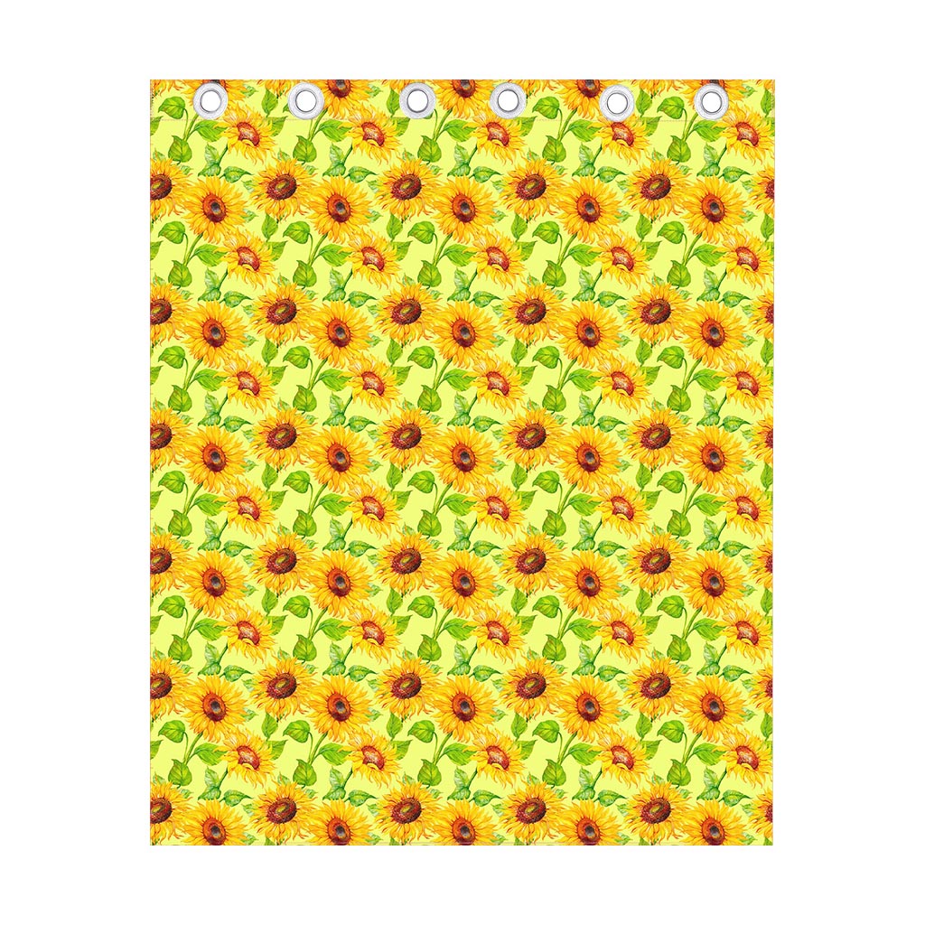 Beige Watercolor Sunflower Pattern Print Curtain