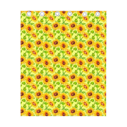 Beige Watercolor Sunflower Pattern Print Curtain