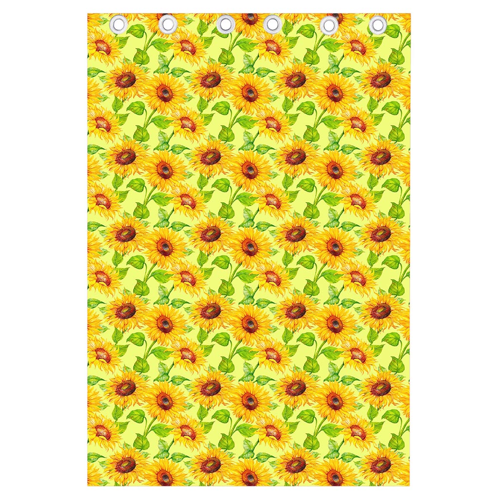 Beige Watercolor Sunflower Pattern Print Curtain