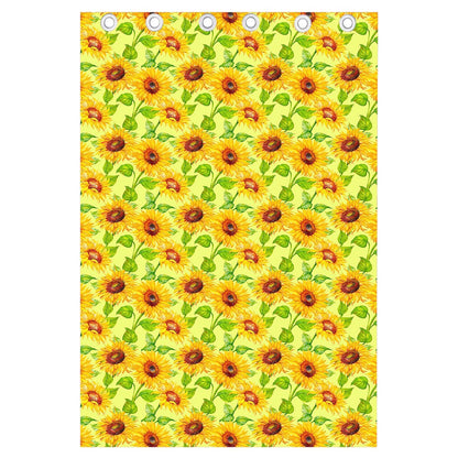 Beige Watercolor Sunflower Pattern Print Curtain