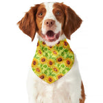 Beige Watercolor Sunflower Pattern Print Dog Bandana
