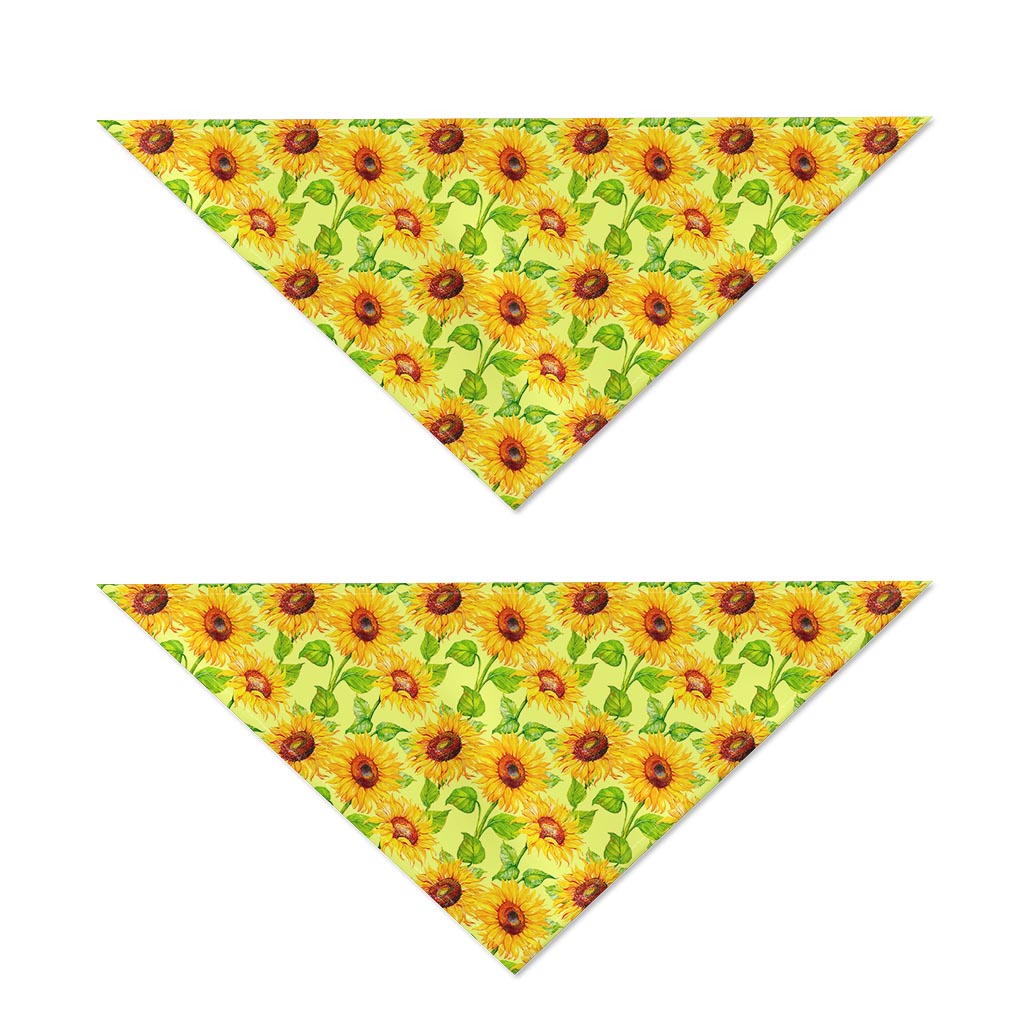 Beige Watercolor Sunflower Pattern Print Dog Bandana