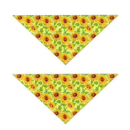 Beige Watercolor Sunflower Pattern Print Dog Bandana