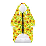 Beige Watercolor Sunflower Pattern Print Dog Zip Up Hoodie