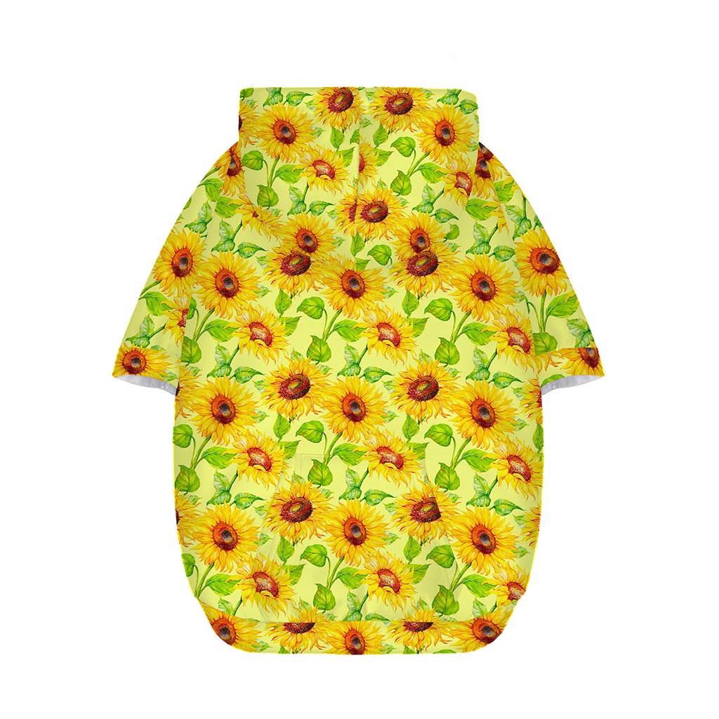 Beige Watercolor Sunflower Pattern Print Dog Zip Up Hoodie