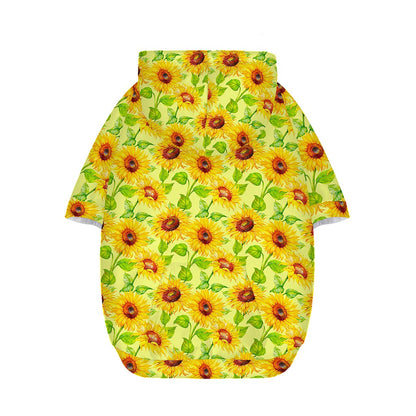 Beige Watercolor Sunflower Pattern Print Dog Zip Up Hoodie