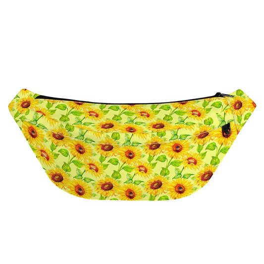Beige Watercolor Sunflower Pattern Print Fanny Pack