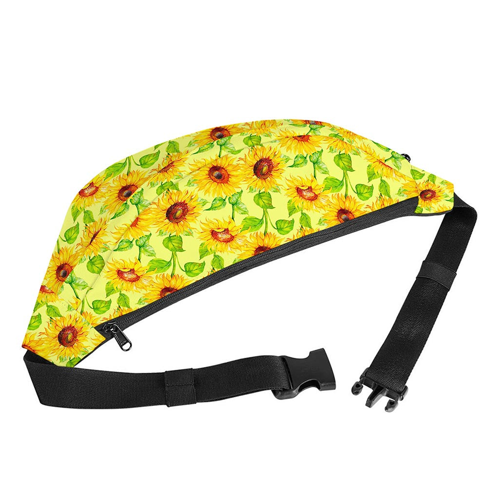 Beige Watercolor Sunflower Pattern Print Fanny Pack