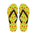 Beige Watercolor Sunflower Pattern Print Flip Flops