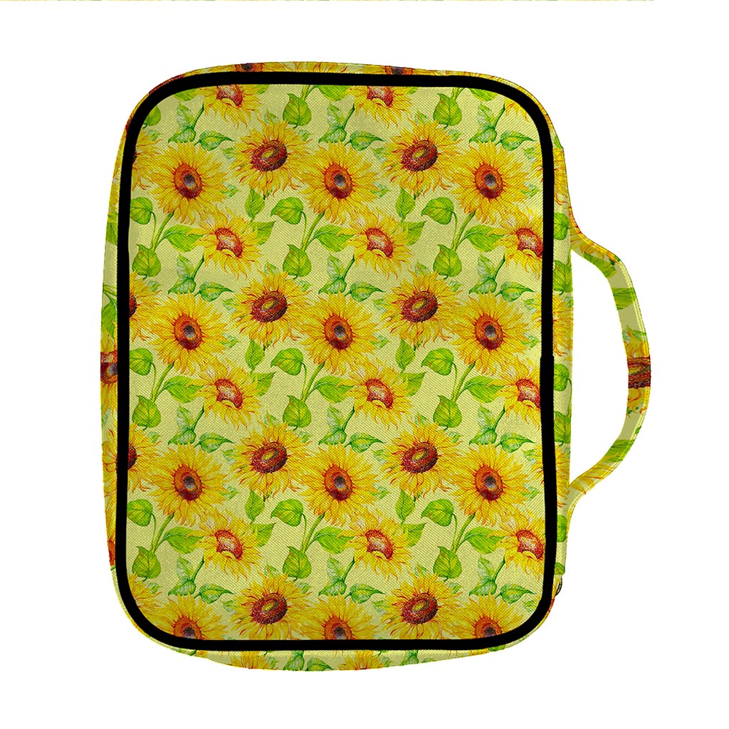 Beige Watercolor Sunflower Pattern Print Front Pocket Bible Bag
