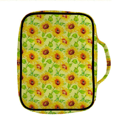 Beige Watercolor Sunflower Pattern Print Front Pocket Bible Bag